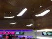 Whimsical lighting in The T2 ticketing counters, with a little mood light assistance from Virgin America